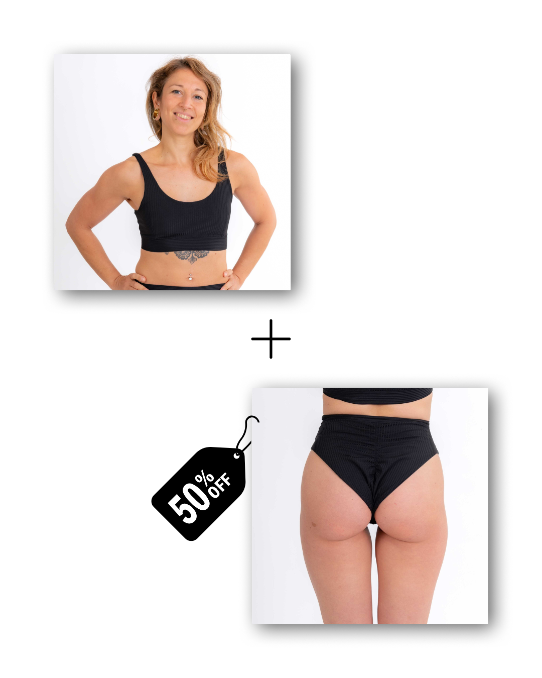 Basic top & A-line shorts bundle in ribbed black