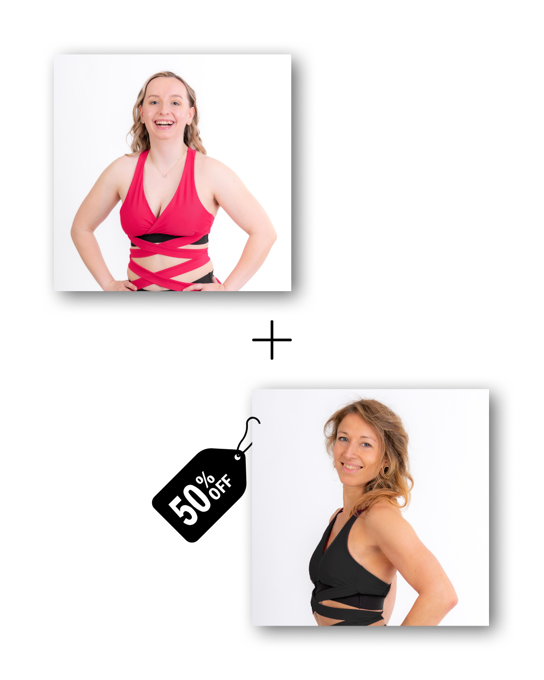 Wrap top bundle in dangerously pink / classic black