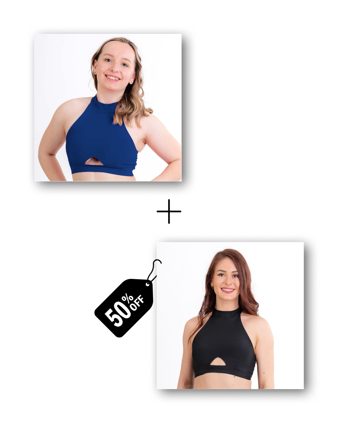 A-Line Top Bundle in deep blue sea / ribbed black