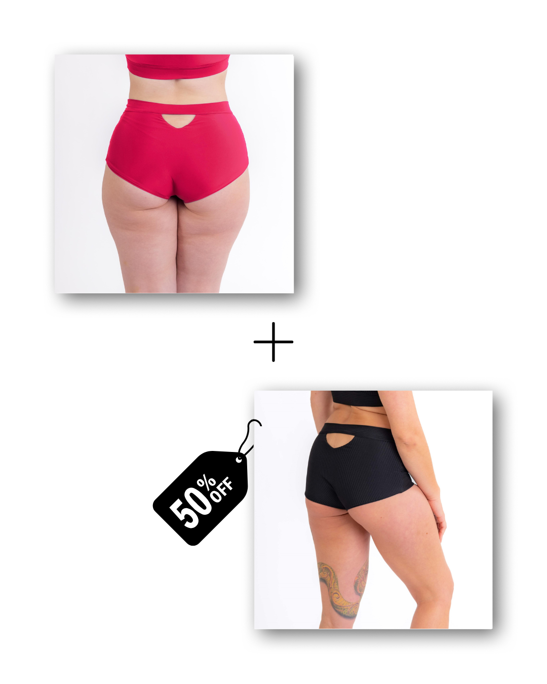 Basic shorts bundle in dangerously pink / ribbed black