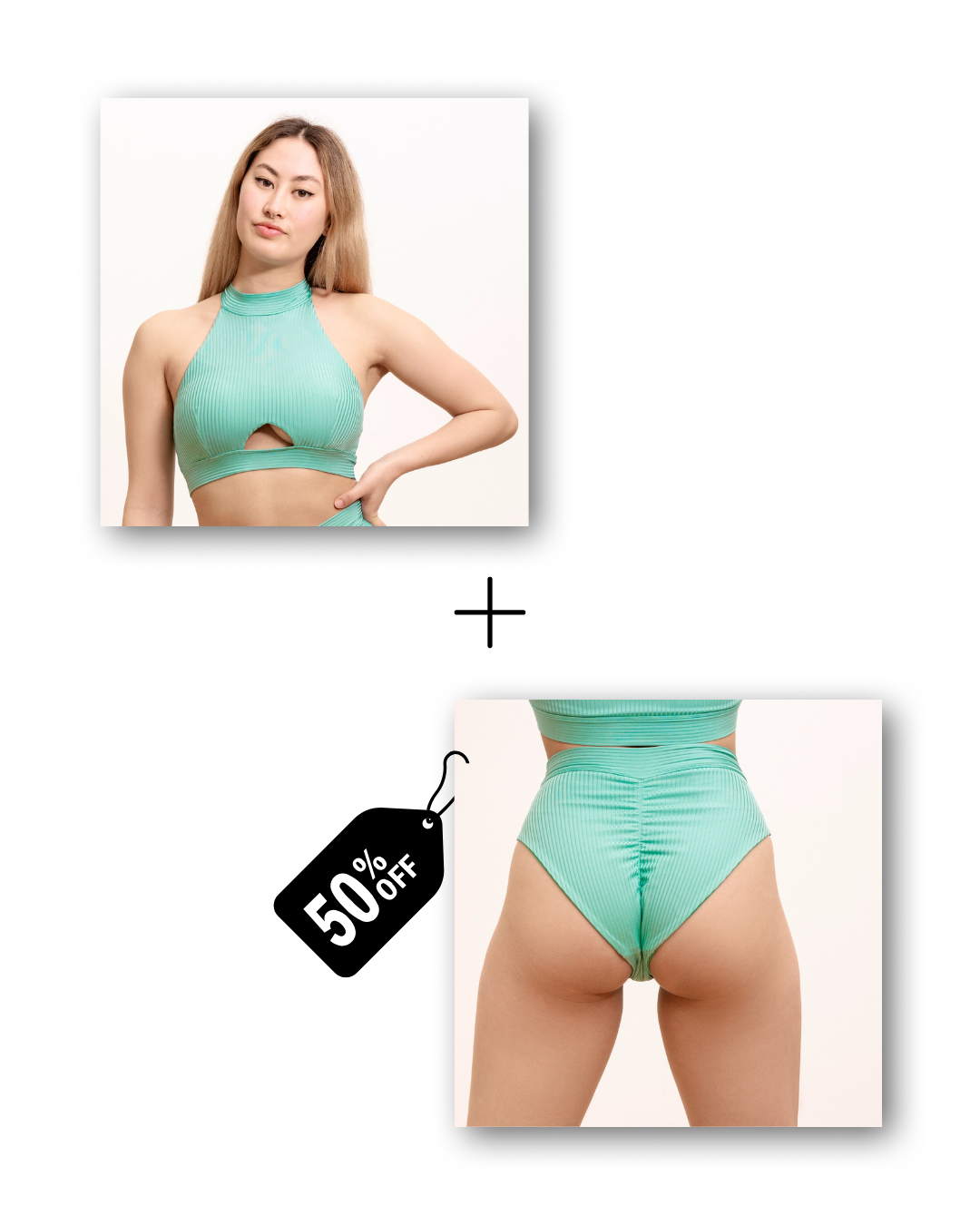 A-Line Set Bundle in ribbed ocean mint