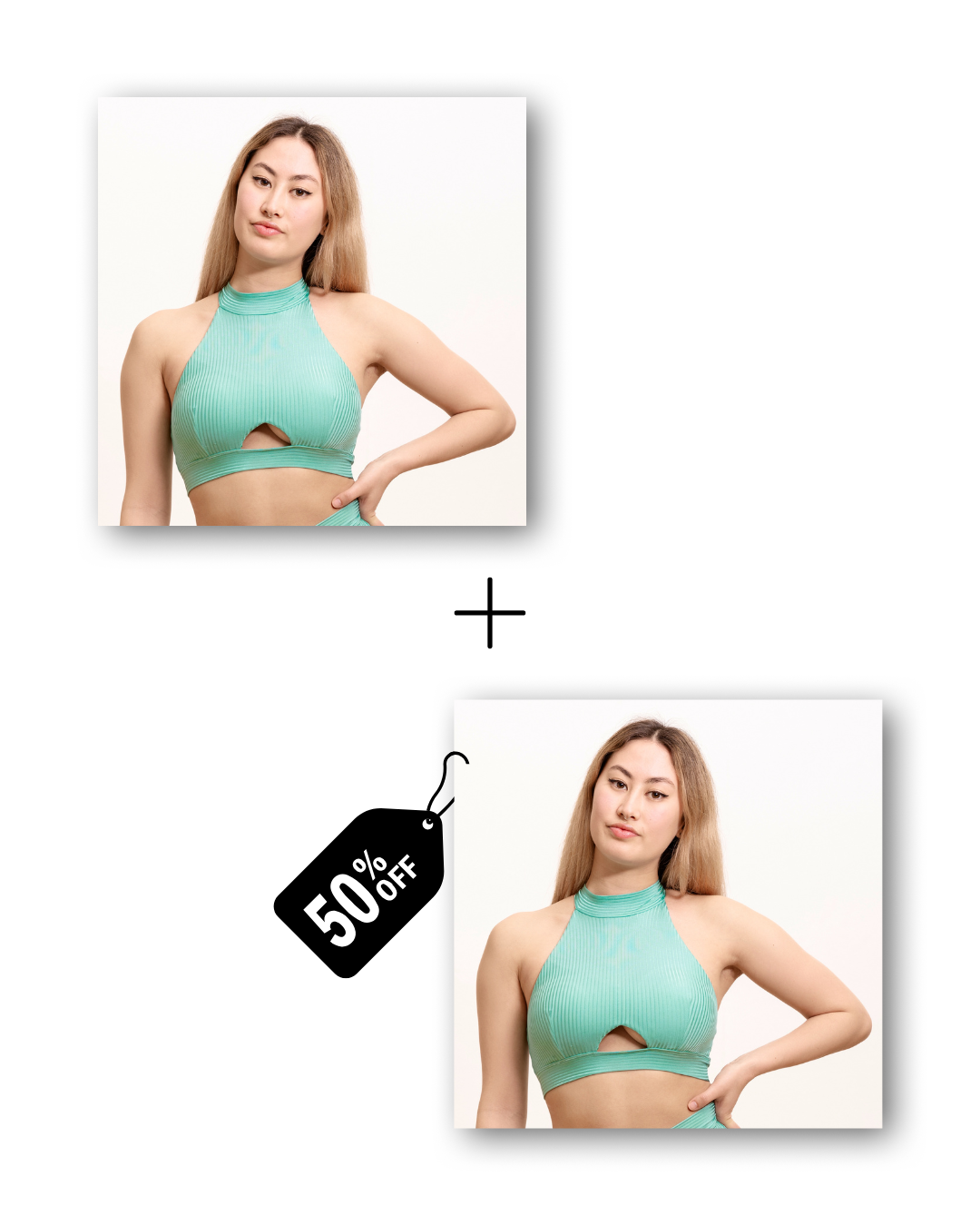 A-Line Top Bundle in ribbed ocean mint