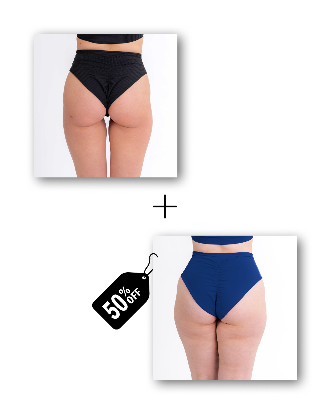 A-Line Shorts Bundle in ribbed black / deep blue sea 