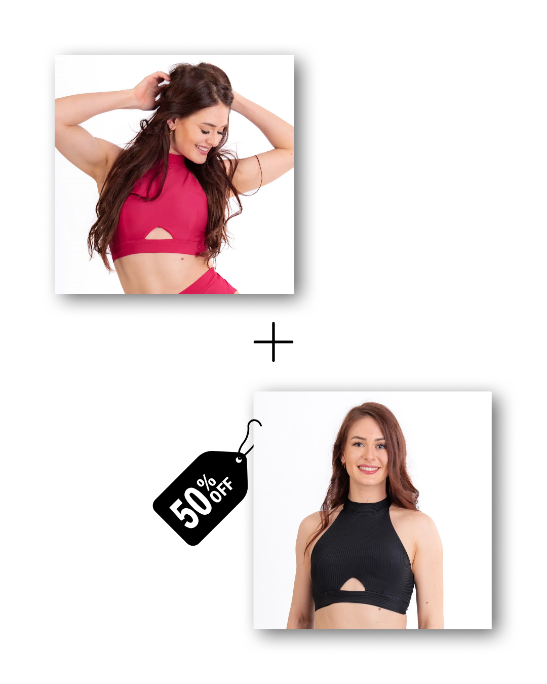 A-Line Top Bundle in dangerously pink / ribbed black