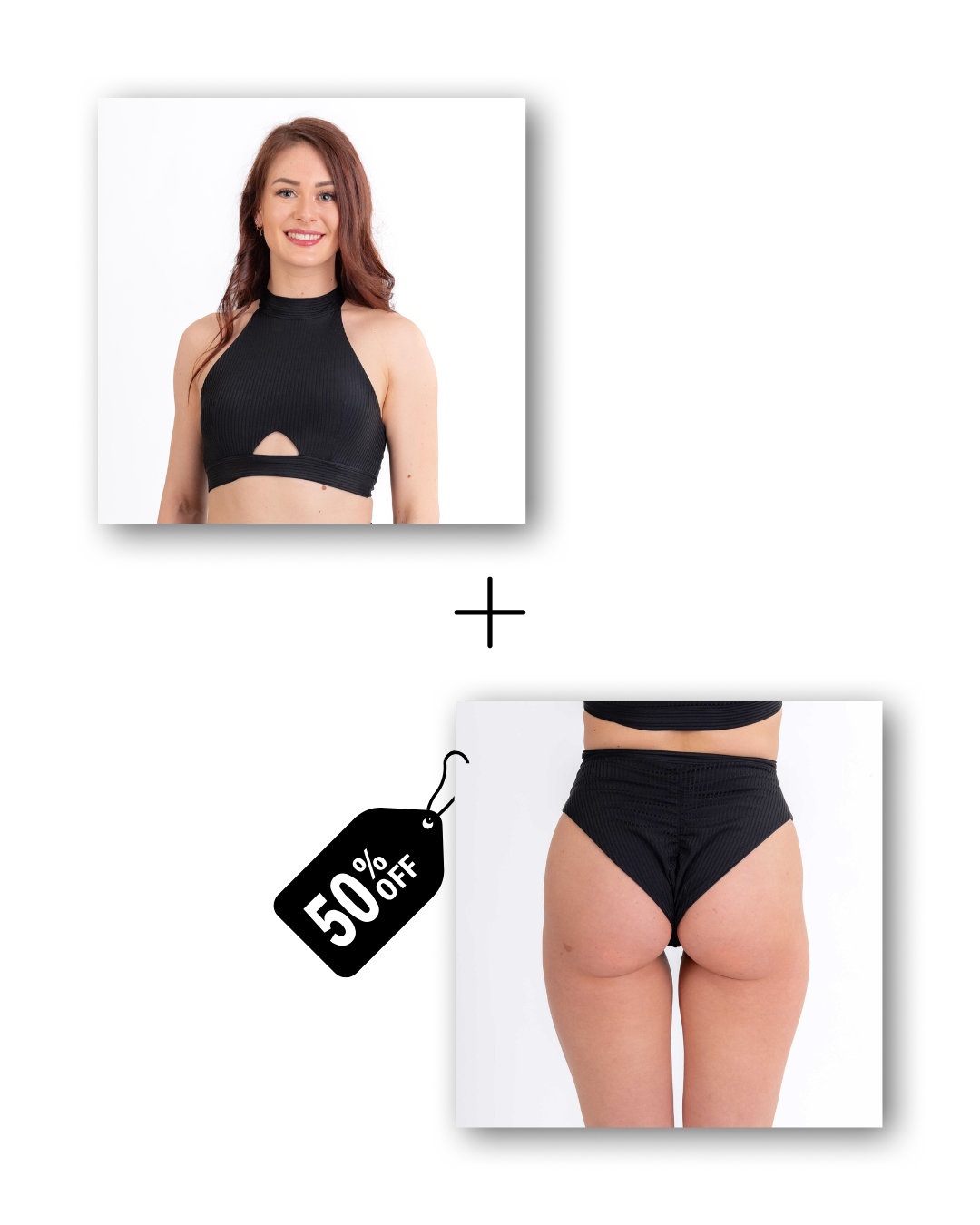 A-Line Set Bundle in ribbed black 