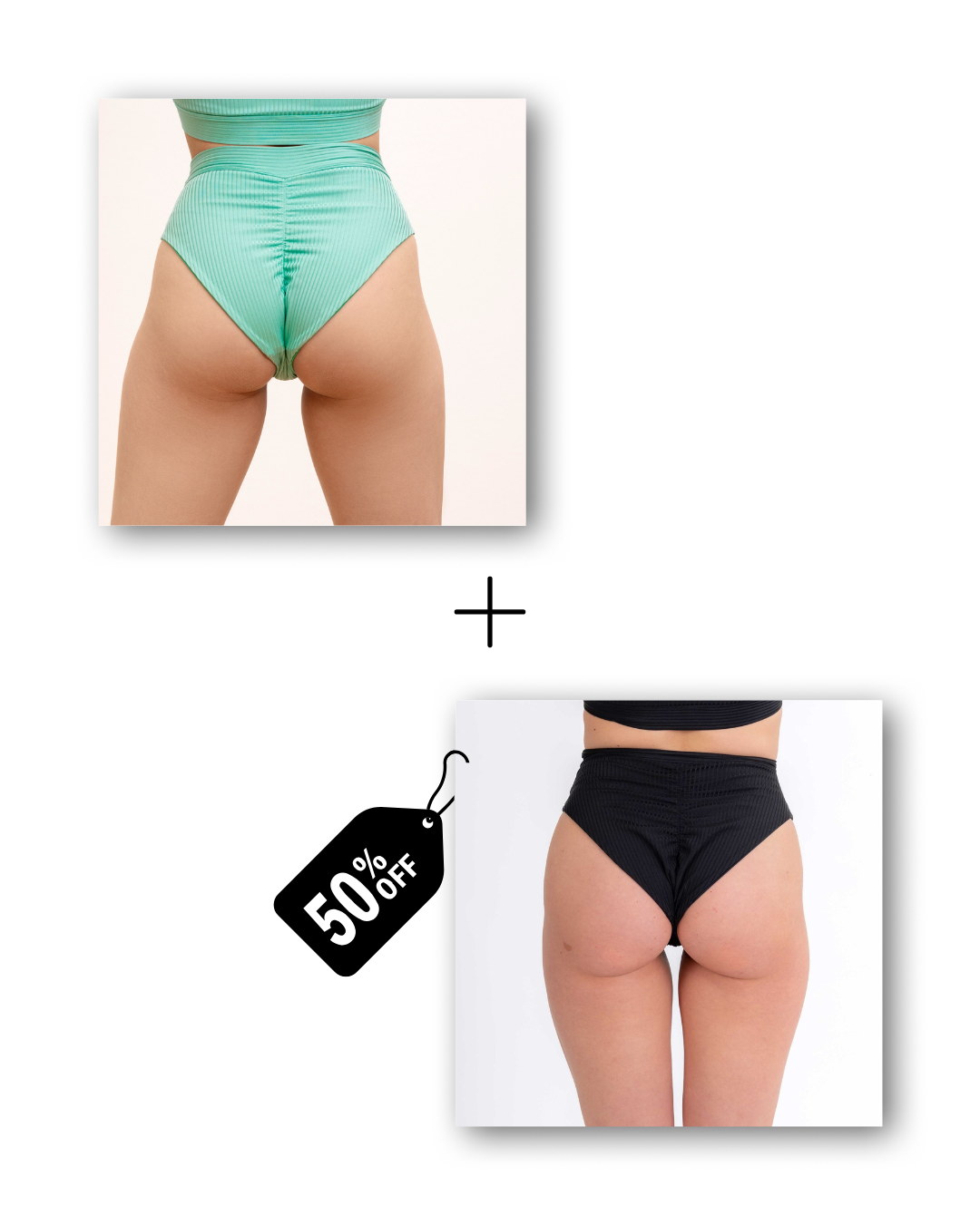 A-Line Shorts Bundle in ribbed ocean mint / ribbed black 