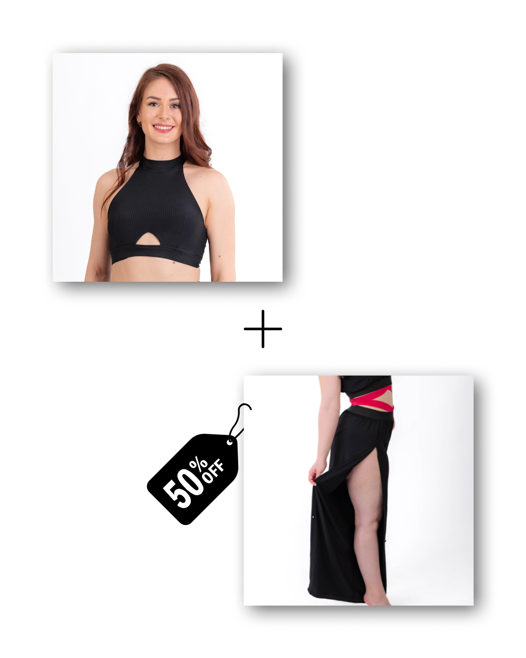 A-Line Top in ribbed black / Pre-Workout &amp; Flow Pants in classic black Bundle 