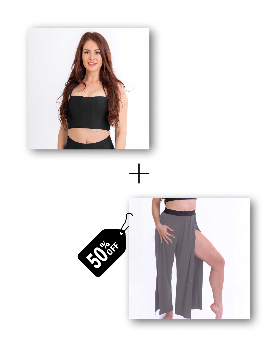Corset Top in classic black / Pre-Workout & Flow Pants in mouse gray Bundle