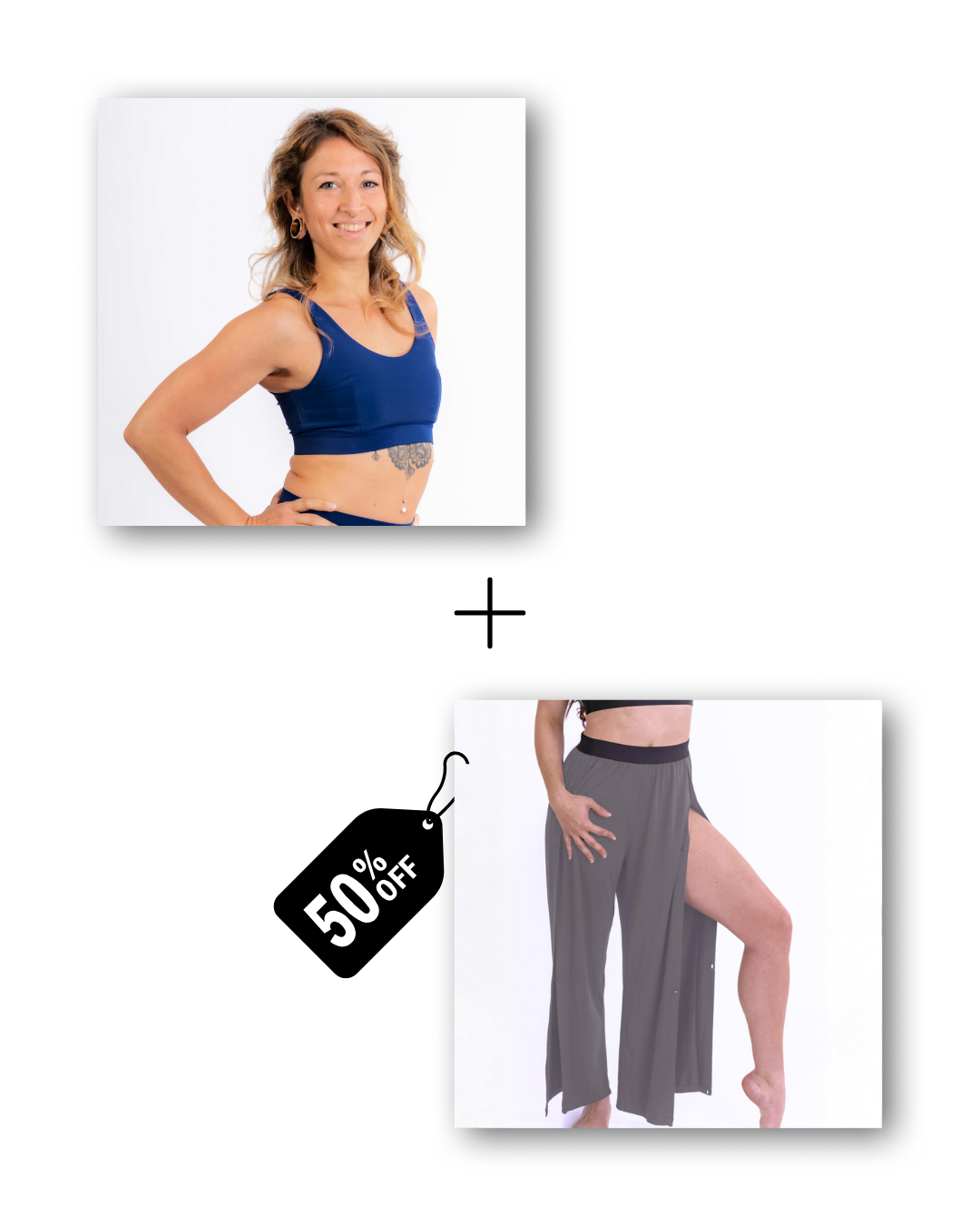 Basic Top in deep blue sea / Pre-Workout & Flow Pants in mouse gray Bundle