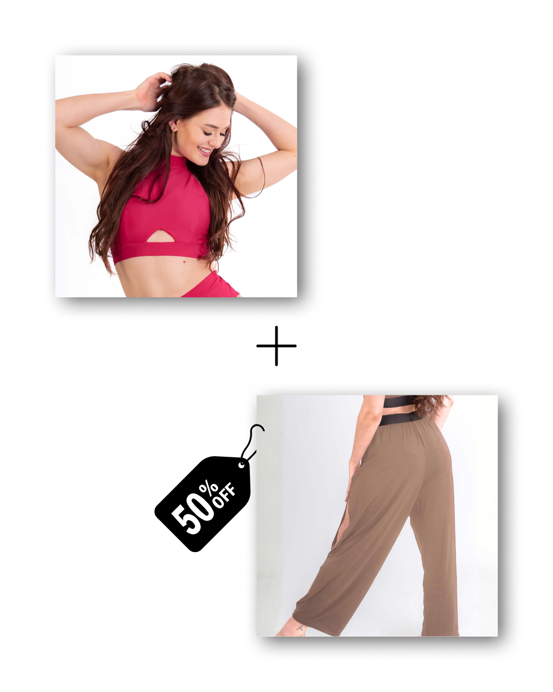 A-Line Top in dangerously pink / Pre-Workout &amp; Flow Pants in cloudy taupe Bundle 